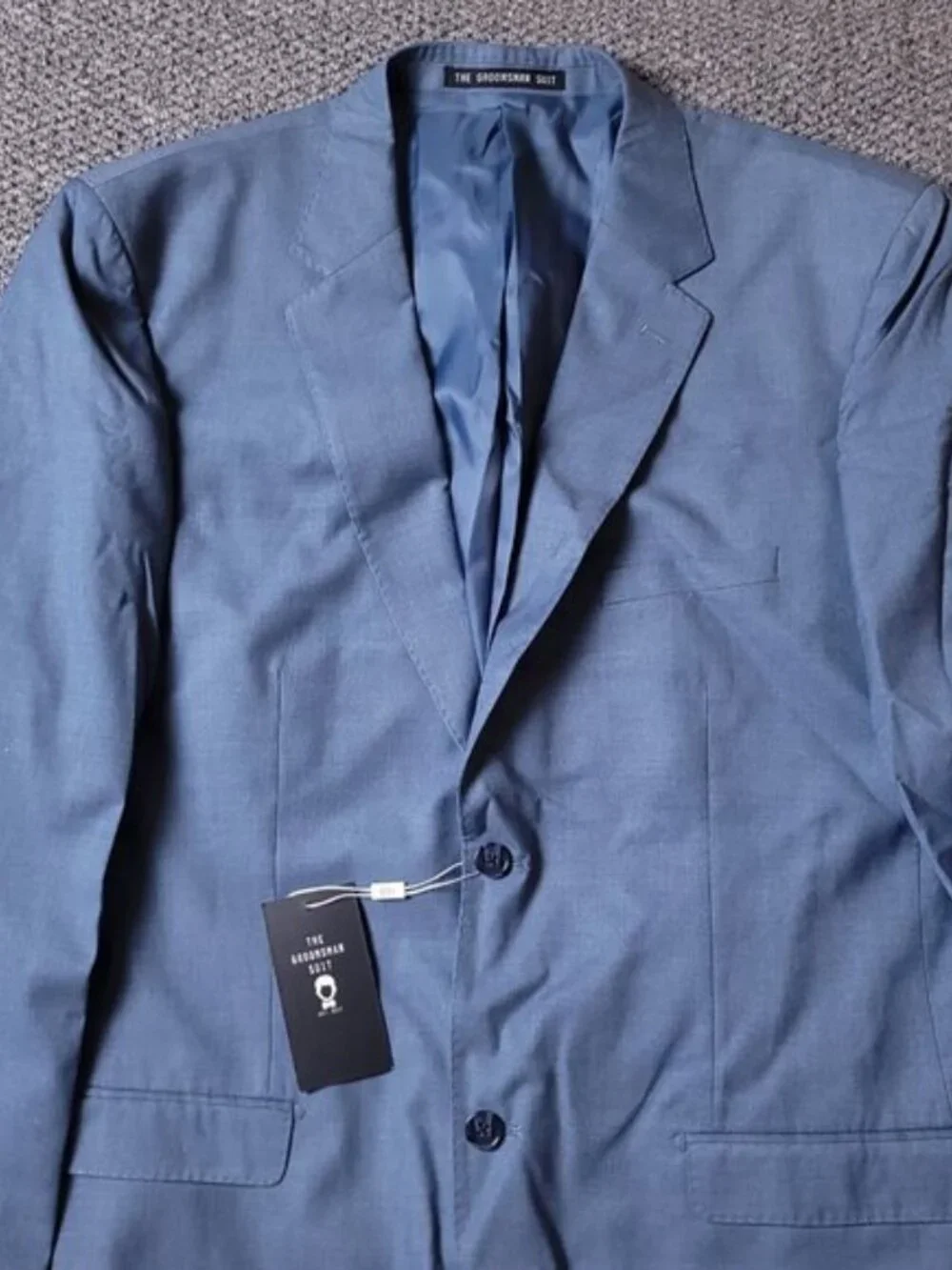 The Groomsman Suit Blazer Mens 46L Modern Fit Light Blue Jacket Supply